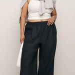 Reformation Fernando Wide Leg 100 % Linen Pant Black Size XL Photo 1