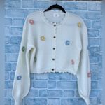 Luna ivy 3 D flowers details cardigan size medium White Photo 0