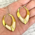 Trina Turk gold tone and white hoop earrings Photo 1