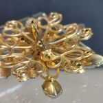 Floral Brooch Marquise Lava Glass Vintage Aurora Borealis Rhinestone Gold Tone Size 2 Photo 4