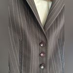 Escada Pinstripe Silk Wool Blazer S Tailored Minimalist Business Quiet Luxury Brown Photo 5