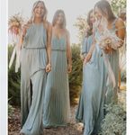 Show Me Your Mumu Bridesmaid Heather Halter Dress in Silver Sage Crisp Size L Photo 4