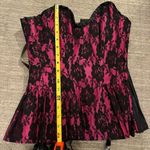Hot Pink Black Lace Steel Boned Lace Up Back Corset Size 22 NWT Photo 9