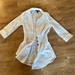 Ellen Tracy White Blouse Smocked Waist Photo 0