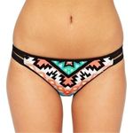 Seafolly 6 Black Multi Color Aztec Southwestern Cut Out Hipster Bikini Bottom Photo 1