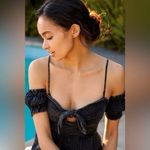 Anthropologie Nixie Romper Textured Gauze Off the Shoulder Black Size Large Photo 1