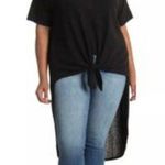 Forgotten Grace Top High Low Tie Front Soft Comfy Short Sleeve Dark Red Casual Photo 1