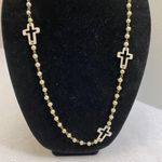 Silver Color Cross And Faux Pearl Necklace Photo 1