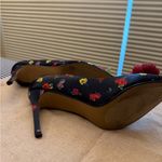 Betsey Johnson  Black Floral Heels with Green Accents Photo 3