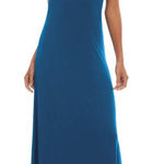 Silk Sz S Maxi Tank Silk Dress Sleeveless Scoop Neck Long Dress Blueish Blue Photo 0