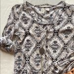 Mimi Chica S-M Ivory Black Print Shorts Romper Long Elbow Sleeve 3/$20 SALE! Photo 2