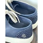 Ralph Lauren Navy Blue Leather Snake Cream Sneakers Size 6 Photo 1