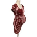 Heart & Hips Maternity  Burgundy and White Short Sleeve Striped Dress Size M Photo 1
