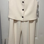 DKNY Off-White Sleeveless Jumpsuit with Button Detail Photo 0