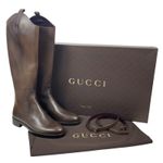 Gucci  Victoria Equestrian Leather Tall Riding Boots Dark Brown Size 37 Photo 0