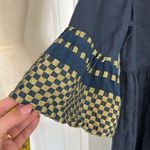 Haris Cotton 100% linen bell sleeve metallic detail midi dress Blue Photo 8