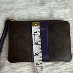 Coach  Purple Brown Signature Coated Canvas Wristlet Photo 5