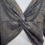 Gianni Bini Gray and Gold Cropped Sweater with Twist Back Detail Size Small Photo 5