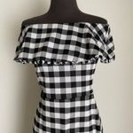 Ann Taylor sz 4 Black White Gingham Ruffle Midi Dress Milkmaid Cottagecore Photo 2