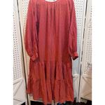 ZARA Oversized Coral Tiered Dress with Eyelet‎ Details, V-Neck, Bohemian Style Photo 6