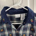 Bobbie Brooks plaid long sleeve button up Christmas size medium Blue Photo 2