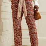 Veronica Beard Clerence Belted High-Rise Pants Rust Multi Size 4 Photo 0