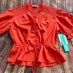 Calligraphie Womens Short Sleeve V-Neck Button Down Petite Crop Top Size PL Photo 5