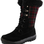 BEARPAW  Women's Black and Red Plaid Winter Boots Size 9 Fleece Lined Photo 0