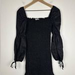 Reformation Hilary Smocked Black Linen Puff Sleeves Mini Dress Women’s Sz S Photo 2