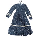 In Bloom Smocked Long Sleeve Maxi Dress in Blue Floral, Size L​ Size L Photo 1