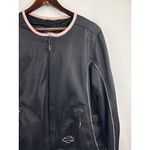 Harley Davidson Women’s Size 1 Black Biker Jacket with Pink Lining Photo 2