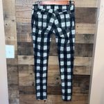 Rag and Bone  Black & White Buffalo Check Skinny Pants with Zippers at Hem Photo 6
