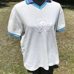 Karen Scott RETRO WHITE FLORAL EMBROIDERED COLLARED TEE Photo 0