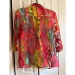 Erin London Sheer Neon Floral Blouse – Size Small Red Photo 7