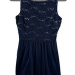 Speechless NWT Navy Blue Lace Gold Sequin Sleeveless Fit & Flare Mini Dress 5 Photo 0