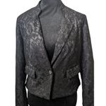 Chico's  Black Metallic Lace Cropped Blazer Jacket Rhinestone Button S/4 Cocktail Photo 1