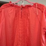 st. john's bay  Eyelet Blouse Long Sleeve‎ Coral Top Lightweight PM Photo 3