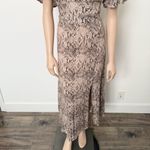 Free Press [] Snake Print Side Slit Crew Neck Flutter Sleeve Midi Dress Sz Large Photo 7
