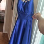 Emerald Sundae Xs navy blue spaghetti strap, homecoming dress with string tie back Photo 1