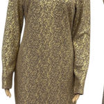 Rhapsody  Y2K Bodycon Gold Metallic Long Sleeve Textured Dress Womens Large Photo 0