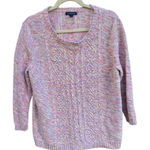 Lands' End  RAINBOW CABLE KNIT CREW NECK COTTON SWEATER Photo 0