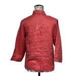 Jordan Coral Pink Button Up Linen 3/4 Blouse Modest Mature Beach Coastal M Boho Photo 3