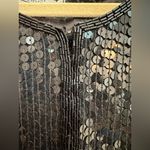 Vintage STENAY 100% Silk 80’s All Over Sequin Beaded Jacket Black Gold Size XL Photo 4