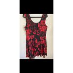 Dark Floral Drape Silky Black Red Midi Dress 14 Whimsygoth Fairy Milkmaid Siren Size 14W Photo 5