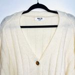 Double Zero Cream Thick Knit Ribbed Frayed Hem Sweater Cardigan Photo 1