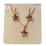 Rainbow Necklace & Earring Set 4 Piece Set NEW Gold Photo 1