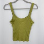 Free People Ribbed Button Front Tank Top Lime Green Cropped Fitted S Photo 2
