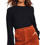 Lulus  Mercurio Black‎ Loose Ribbed Drop Shoulder Long Sleeve Top Size S Photo 0