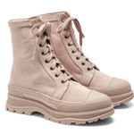 Free People  Camp Out Canvas Combat Boot, Natural, Tan/Pink, Size 8, NWT‎ Photo 0