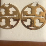 Tory Burch  18k Gold Plated Brass Cutout Logo Earrings (Authentic) Photo 0